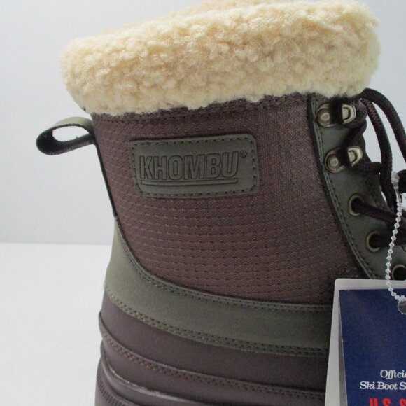 Khombu Snow Boots Men\'s 11 Brown Green Faux Fur Lace up main image 13